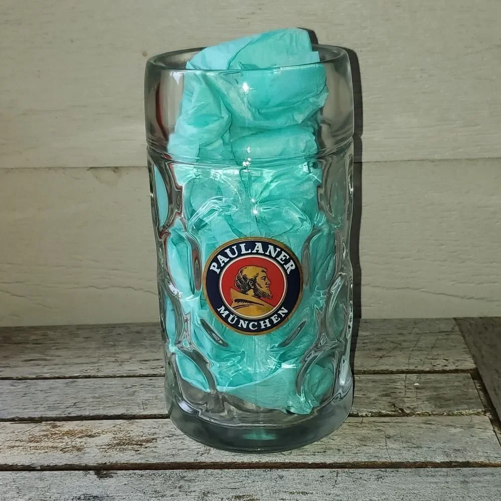 Paulaner Munchen Austria Dimple Beer Stein 1L Glass Mug